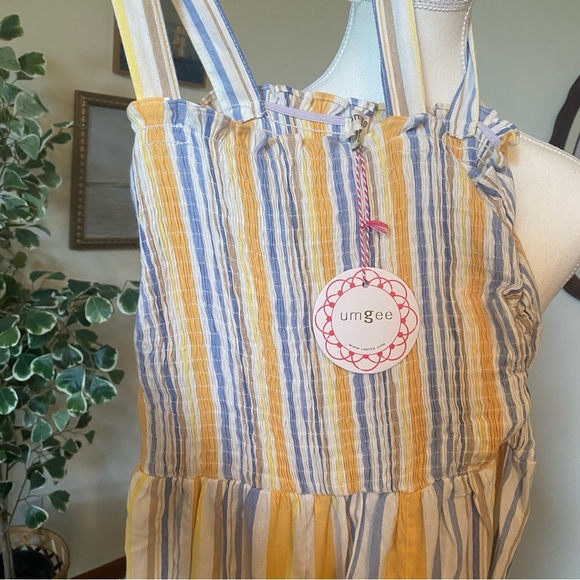 Umgee • Striped Smocked Jumpsuit Yellow, Blue & White • Size S • NWT - Picture 4 of 6